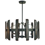 Modern Farmhouse 2 Chandelier - Matte Black / Dark Wood