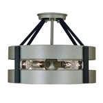 Orion Semi Flush Ceiling Light - Satin Pewter / Matte Black