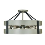 Orion Semi Flush Ceiling Light - Satin Pewter / Matte Black