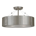 Oracle Too Semi Flush Ceiling Light - Satin Pewter / Polished Nickel
