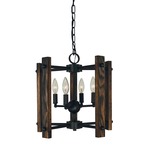 Modern Farmhouse Convertible Pendant - Matte Black / Dark Wood