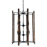 Modern Farmhouse Chandelier - Matte Black / Dark Wood