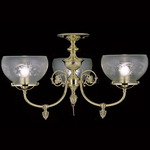 Chancery Triple Semi Flush Ceiling Light - Polished Brass / Etched Glass
