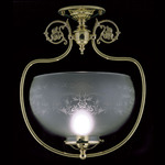 Chancery Semi Flush Ceiling Light - Polished Brass / Etched Glass