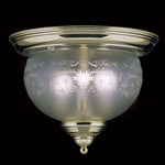 Chancery Flush Ceiling Light - Polished Brass / Etched Glass
