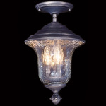 Carcassonne Outdoor Semi Flush Ceiling Light - Iron / Clear Mottled