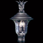 Carcassonne Gargoyle Outdoor Post Light - Iron / Clear Mottled