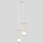 Mila 5 Multi Light Pendant - White Canopy / Brushed Brass