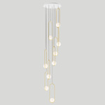 Mila 7 Multi Light Pendant - White Canopy / Brushed Brass