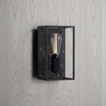 Caged Wall Sconce - Satin Black / Black Marble