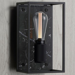 Caged Wall Sconce - Satin Black / Black Marble