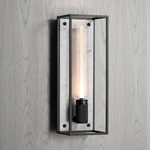 Caged Wall Sconce - Satin Black / White Marble