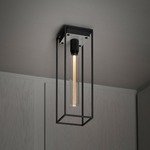 Caged 1.0 Ceiling Light Fixture - Satin Black / White Marble