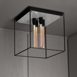 Caged 4.0 Ceiling Light Fixture - Satin Black / White Marble