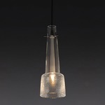 Keule Pendant - Black Bronze / Clear Hammered