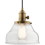 Avery Bell Pendant - Natural Brass / Clear Seeded