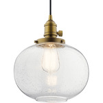 Avery Fish Bowl Pendant - Natural Brass / Clear Seeded