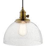 Avery Dome Pendant - Natural Brass / Clear Seeded