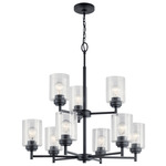 Winslow Two-Tier Chandelier - Black / Clear Seeded