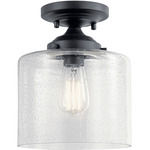 Winslow Semi Flush Ceiling Light - Black / Clear Seeded