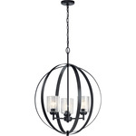 Winslow Round Chandelier - Black / Clear Seeded