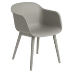 Fiber Armchair Wood Base - Grey