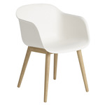 Fiber Armchair Wood Base - White + Oak