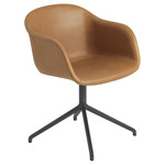 Fiber Armchair Swivel Base - Black / Cognac Leather