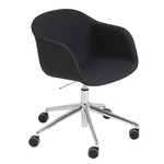 Fiber Armchair Swivel Base With Castors - Remix 183 Black / Polished Aluminum