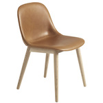 Fiber Side Chair Wood Base - Cognac Leather + Oak