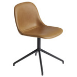 Fiber Side Chair Swivel Base - Black / Cognac Leather