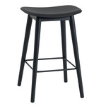 Fiber Stool with Wood Base - Black / Black