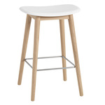 Fiber Stool with Wood Base - Oak / White