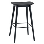 Fiber Stool with Wood Base - Black / Black