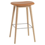 Fiber Stool with Wood Base - Oak / Cognac Leather