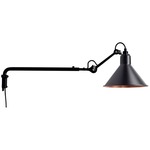 Lampe Gras N203 Conic Shade Telescoping Wall Sconce - Matte Black / Black / Copper Interior