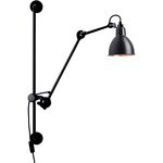 Lampe Gras N210 Round Shade Plug-In Bar Wall Sconce - Matte Black / Black / Copper Interior