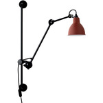 Lampe Gras N210 Round Shade Plug-In Bar Wall Sconce - Matte Black / Red