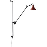 Lampe Gras N214 Conic Shade Plug-In Bar Wall Sconce - Matte Black / Red