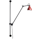 Lampe Gras N214 Round Shade Plug-In Bar Wall Sconce - Matte Black / Red