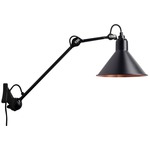 Lampe Gras N222 Conic Shade Plug-in Wall Sconce - Matte Black / Black / Copper Interior