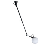 Lampe Gras N302 Long Arm Glass Ball Semi Flush Pendant - Matte Black / White