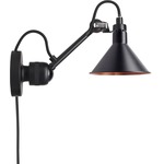 Lampe Gras N304 Plug-in Conic Wall Sconce - Matte Black / Black / Copper Interior