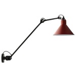 Lampe Gras N304 Conic Long Arm Wall Sconce - Matte Black / Red