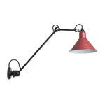 Lampe Gras N304 Conic Long Arm Wall Sconce - Matte Black / Red