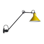 Lampe Gras N304 Conic Long Arm Wall Sconce - Matte Black / Yellow