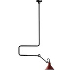 Lampe Gras N312 Long Arm Conic Semi Flush / Pendant - Matte Black / Red