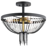 Alexia Semi Flush Ceiling Light - Textured Black / Clear