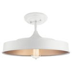 Elias Semi Flush Ceiling Light - White / Gold Metallic