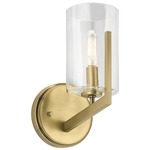 Nye Wall Sconce - Brushed Natural Brass / Clear